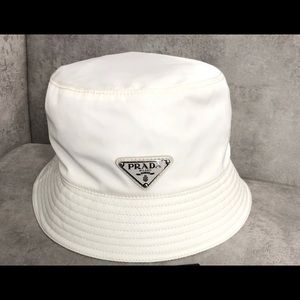 White Prada bucket hat